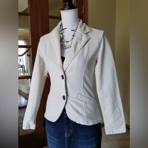 Beige Off-White Corduroy Fitted Bodycon Jacket from Italy
